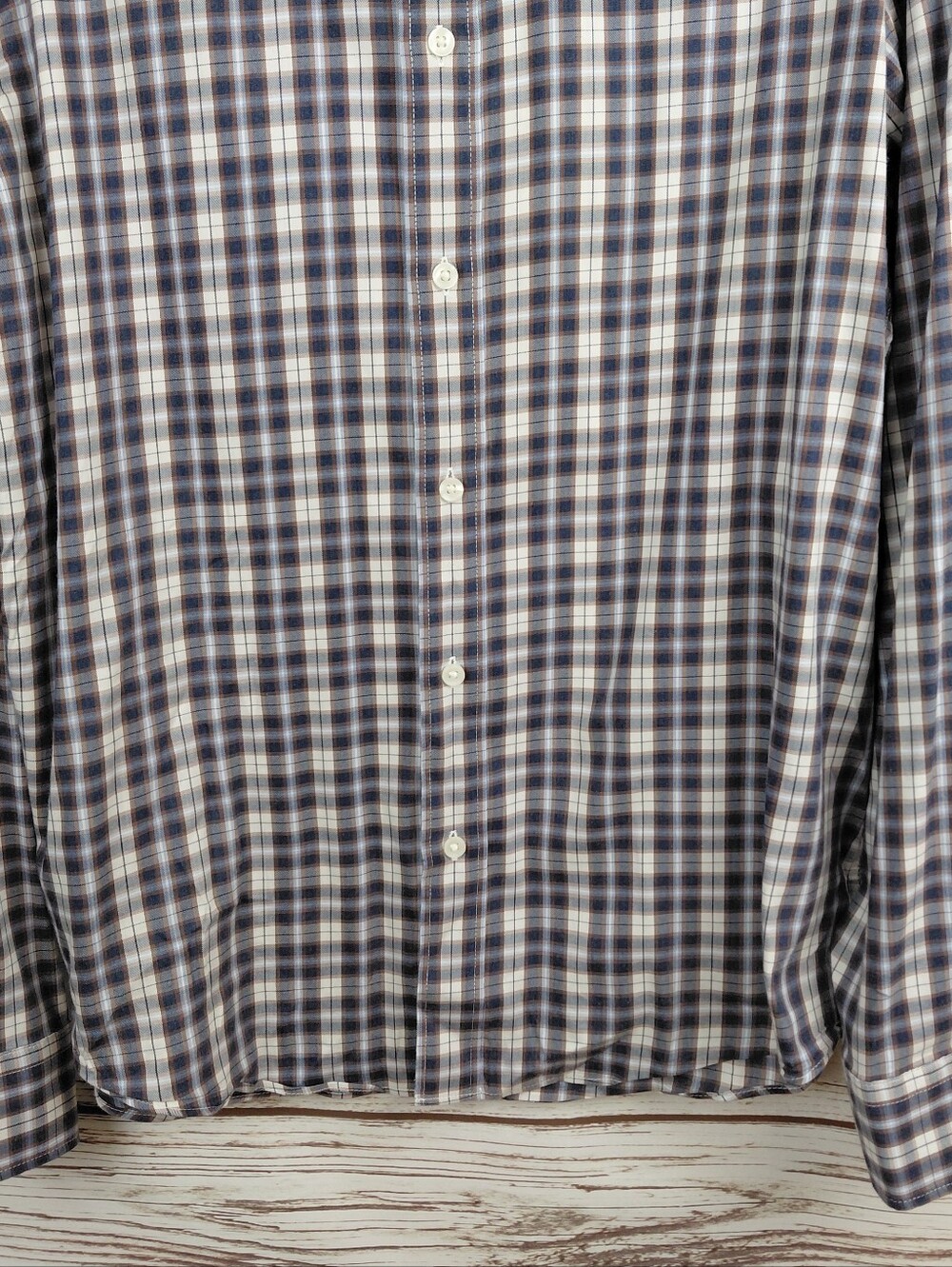 Faherty Mens Large Brown Plaid Long Sleeve The movement Button Down Shirt - Picture 3 of 12